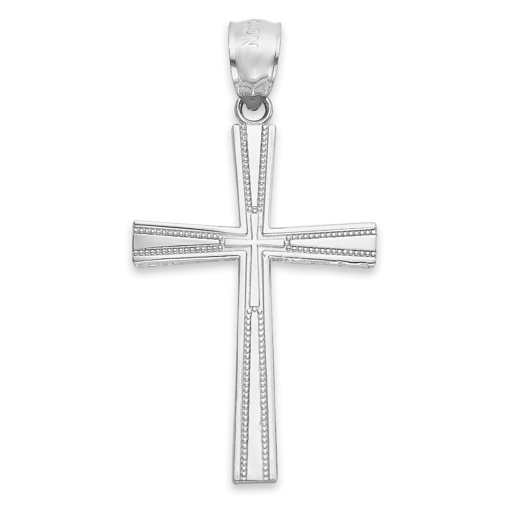 Solid 14k White Gold Cross Pendant - Religious Jewelry Gifts For Men And Women